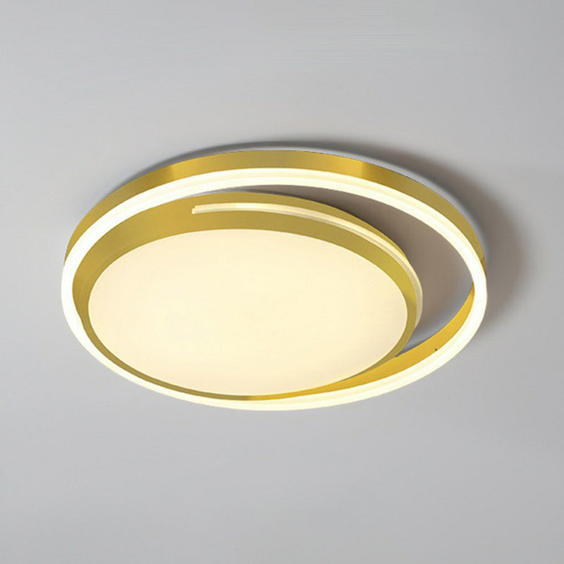 Minimalist LED Flush Mount Lighting in Gold - Geometrical Acrylic Fixture for Living Room