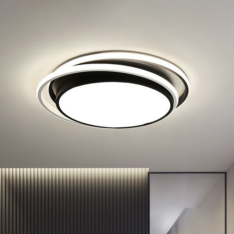 Contemporary Black Acrylic LED Flush Mount Ceiling Light for Bedrooms