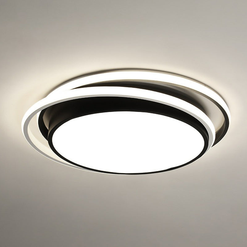 Contemporary Black Acrylic LED Flush Mount Ceiling Light for Bedrooms