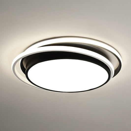 Contemporary Black Acrylic LED Flush Mount Ceiling Light for Bedrooms