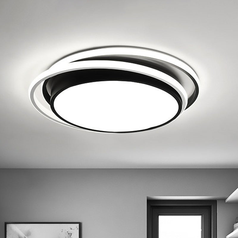 Contemporary Black Acrylic LED Flush Mount Ceiling Light for Bedrooms