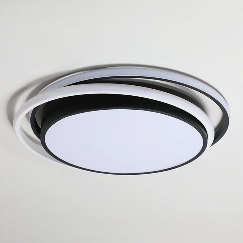 Contemporary Black Acrylic LED Flush Mount Ceiling Light for Bedrooms