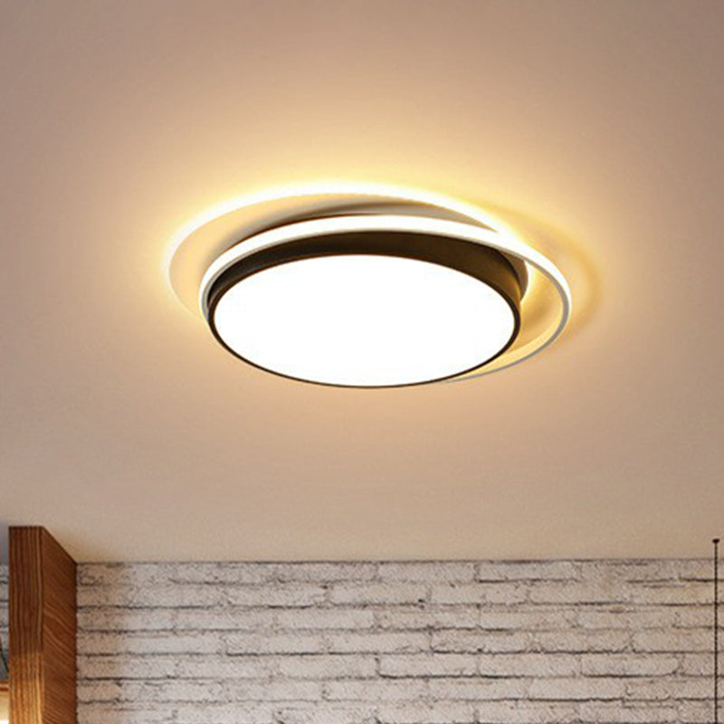 Modern Led Circle Bedroom Flush Light With Acrylic Fixture Black / 19 Third Gear