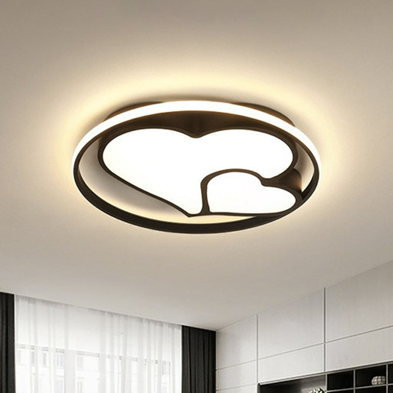 Contemporary Metallic Black Heart Flush LED Ceiling Light Fixture