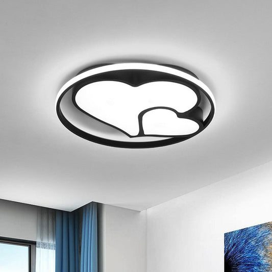 Contemporary Metallic Black Heart Flush LED Ceiling Light Fixture