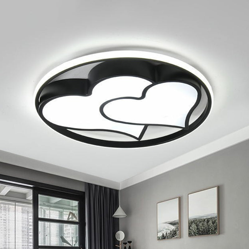 Geometric LED Flush Ceiling Light in Modern Black Metal