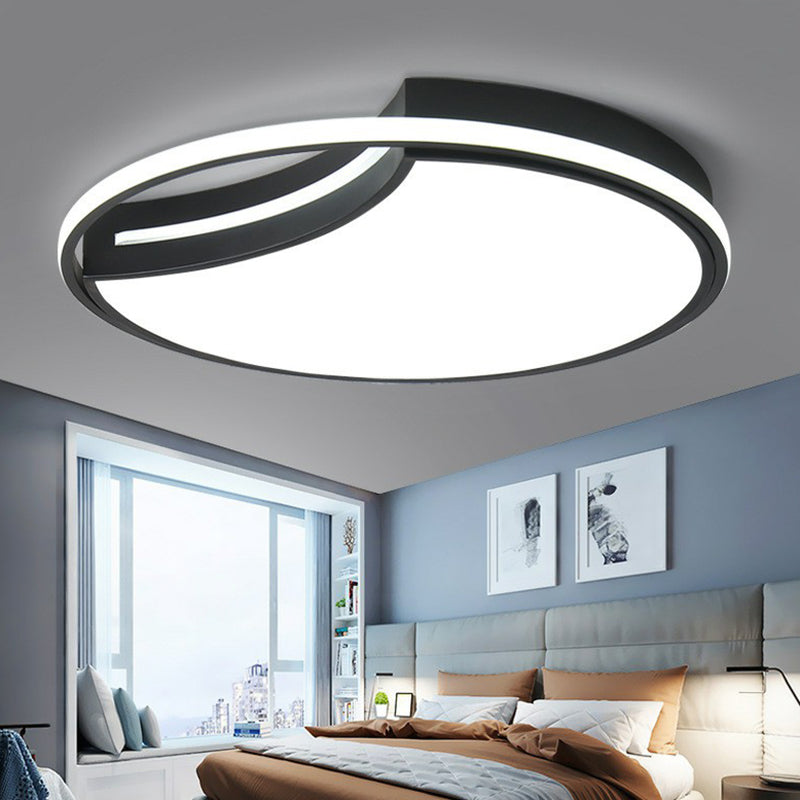 Minimalist Black Acrylic LED Flush Mount for Living Room Lighting