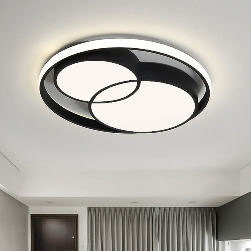 Nordic-Style Black LED Flush Mount Ceiling Light for Bedroom with Aluminum Frame