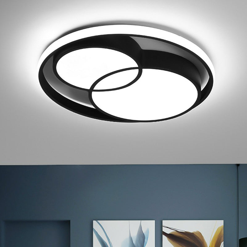 Nordic-Style Black LED Flush Mount Ceiling Light for Bedroom with Aluminum Frame