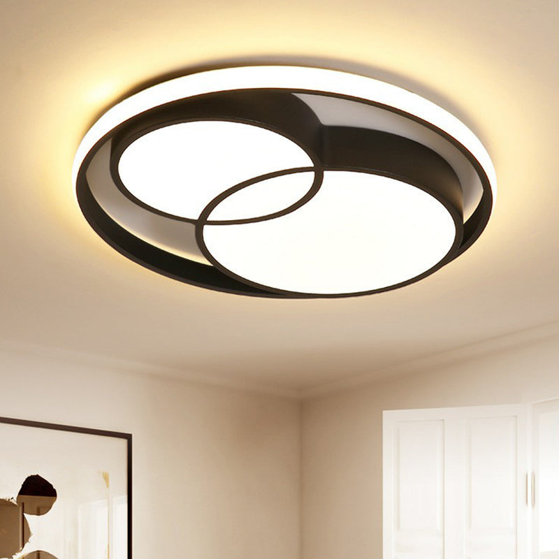 Nordic-Style Black LED Flush Mount Ceiling Light for Bedroom with Aluminum Frame