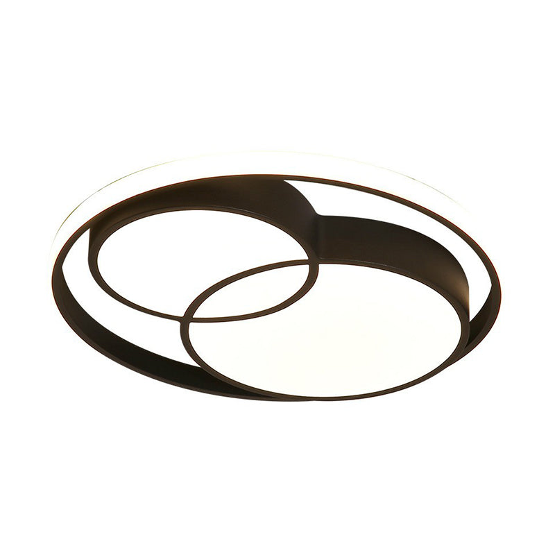 Nordic-Style Black LED Flush Mount Ceiling Light for Bedroom with Aluminum Frame