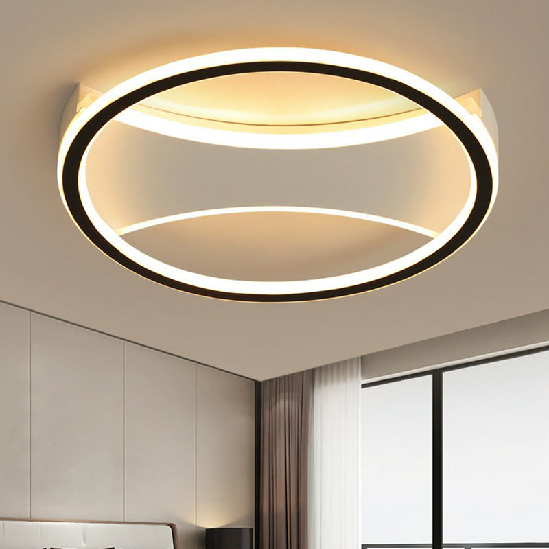 Contemporary Round Black Acrylic LED Flush Ceiling Light - Ultrathin & Stylish