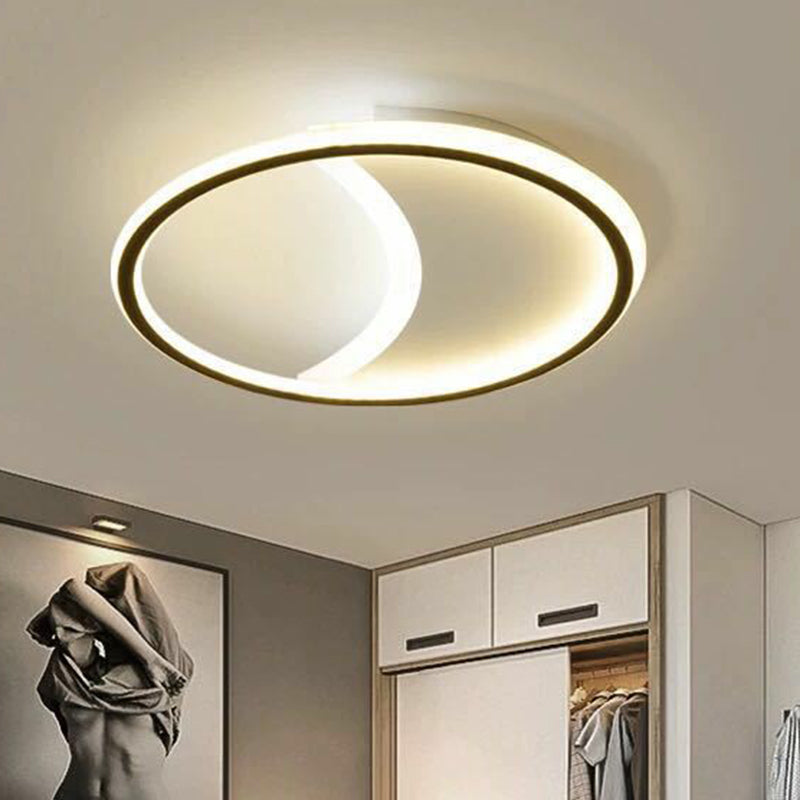 Contemporary Round Black Acrylic LED Flush Ceiling Light - Ultrathin & Stylish