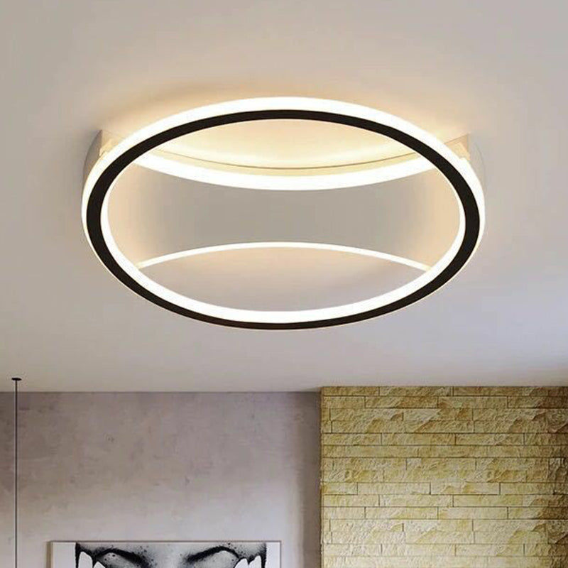 Contemporary Round Black Acrylic LED Flush Ceiling Light - Ultrathin & Stylish