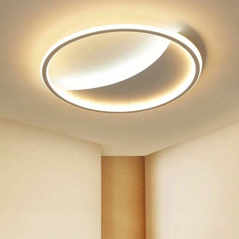 Contemporary Round Black Acrylic LED Flush Ceiling Light - Ultrathin & Stylish