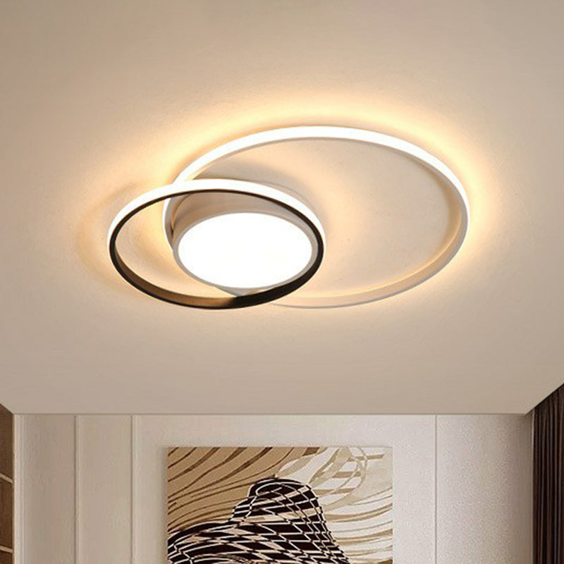 Contemporary Round Black Acrylic LED Flush Ceiling Light - Ultrathin & Stylish