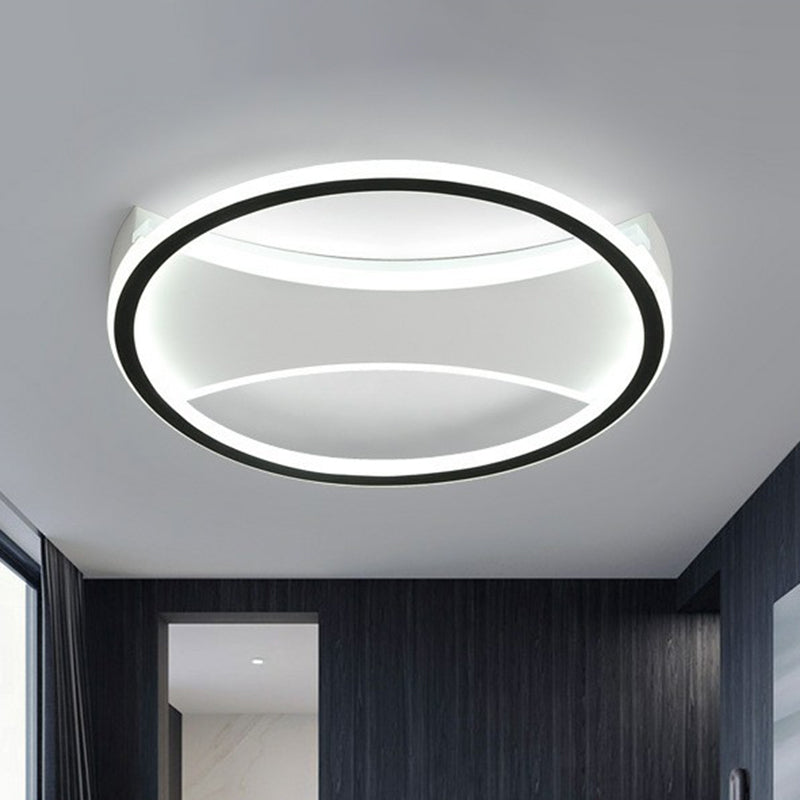 Contemporary Round Black Acrylic LED Flush Ceiling Light - Ultrathin & Stylish