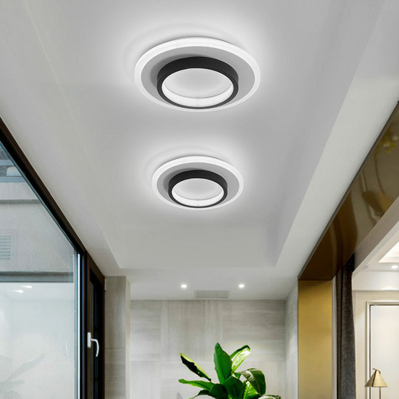 Modern Geometric LED Flush Ceiling Light - Nordic Style