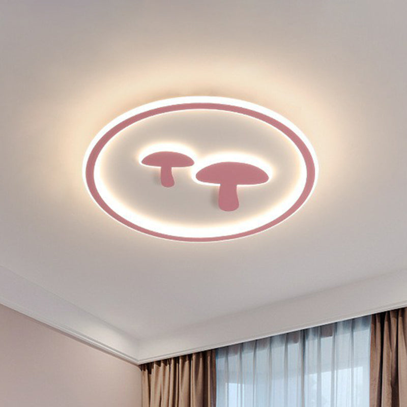 Cartoon Mushroom LED Ceiling Light with Halo Ring for Bedroom - Acrylic Flush Mount