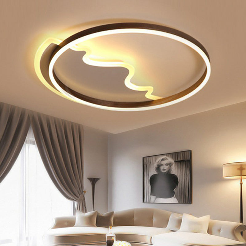Minimalist Acrylic Led Flush Mount Ring Light For Living Room Coffee / 16.5 Warm