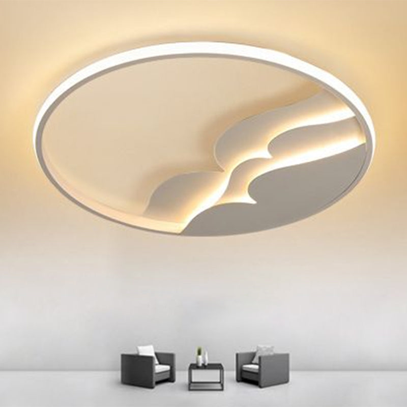 Plafonnier LED moderne en métal avec anneau halo pour chambre à coucher - Plafonnier blanc