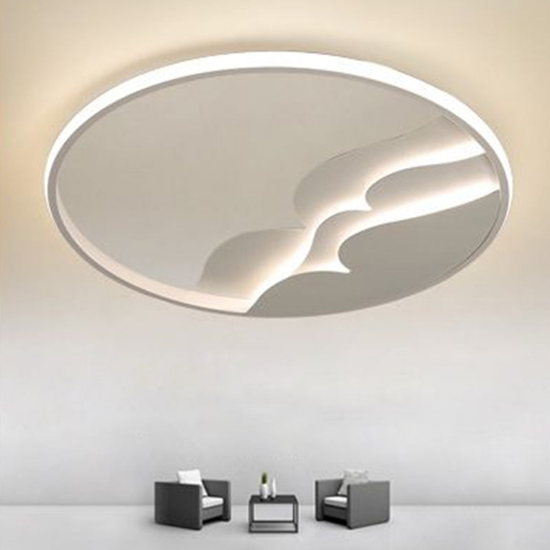 Plafonnier LED moderne en métal avec anneau halo pour chambre à coucher - Plafonnier blanc