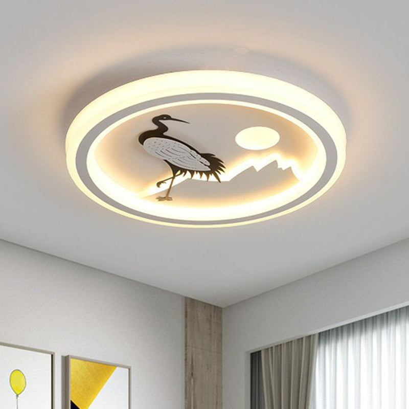 Nordic Style LED Flush Mount Ceiling Light in White - Circular Bedroom Lighting Fixture