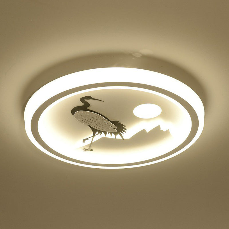 Nordic Style LED Flush Mount Ceiling Light in White - Circular Bedroom Lighting Fixture