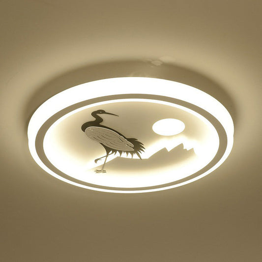 Nordic Style LED Flush Mount Ceiling Light in White - Circular Bedroom Lighting Fixture
