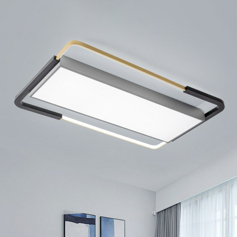 Sleek Geometric Acrylic LED Flush Mount Ceiling Light in Gold-Black