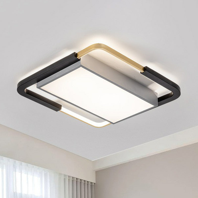 Sleek Geometric Acrylic LED Flush Mount Ceiling Light in Gold-Black