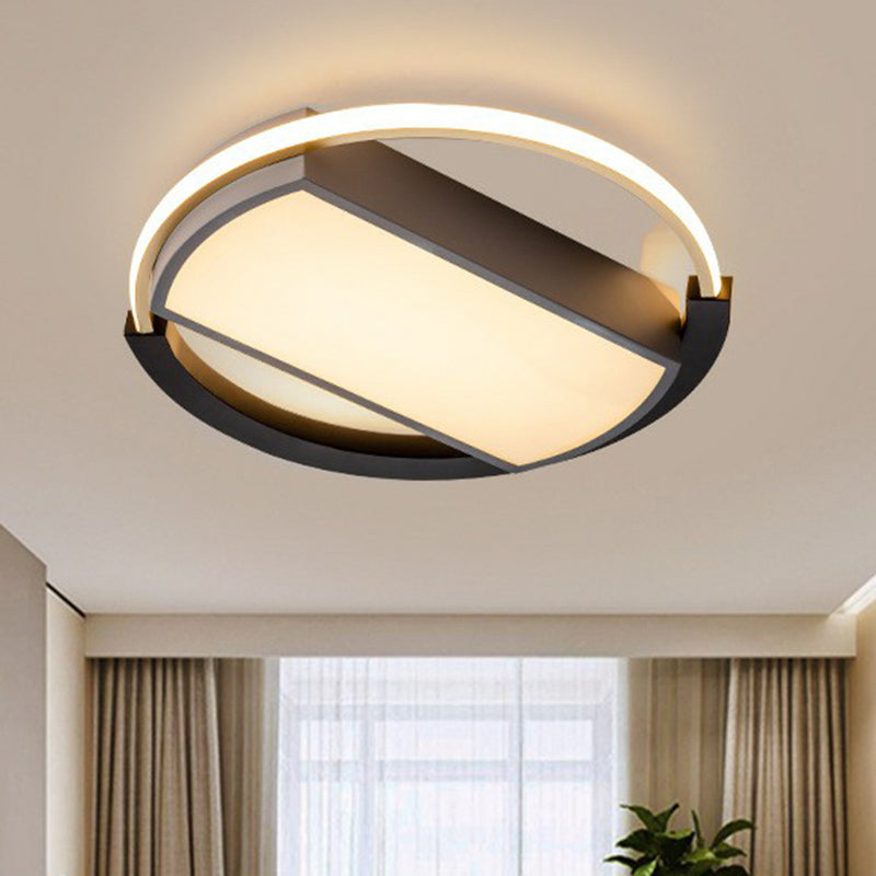 Sleek Geometric Acrylic LED Flush Mount Ceiling Light in Gold-Black