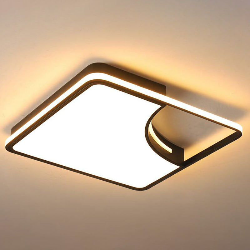 Modern Black Square LED Flush Mount Ceiling Light for Bedrooms