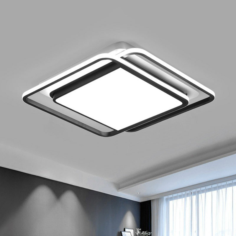 Modern Acrylic Rhombus Flush Light in Black & White: LED Ceiling Fixture