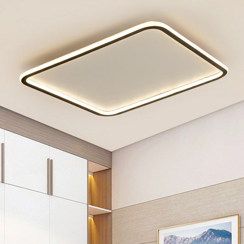 Minimalist Acrylic Black LED Flush Mount Fixture - Rectangular Frame