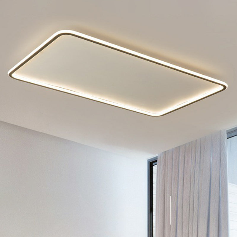 Minimalist Acrylic Black LED Flush Mount Fixture - Rectangular Frame