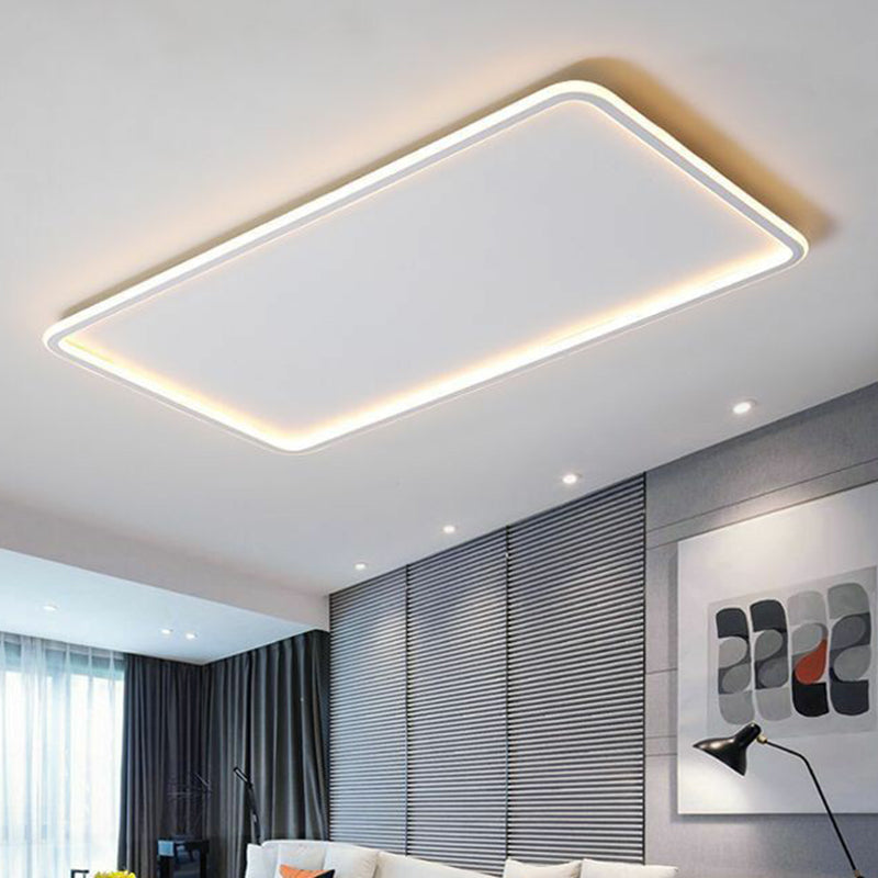 Modern LED Flush Mount Ceiling Light - Extra-Thin Aluminum Fixture in White
