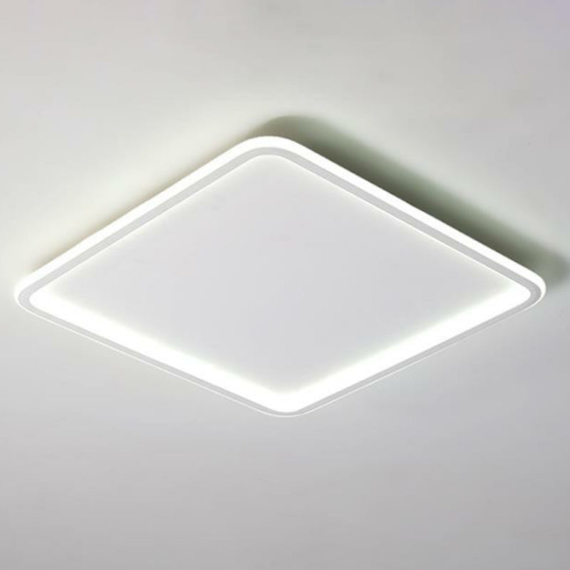Modern LED Flush Mount Ceiling Light - Extra-Thin Aluminum Fixture in White