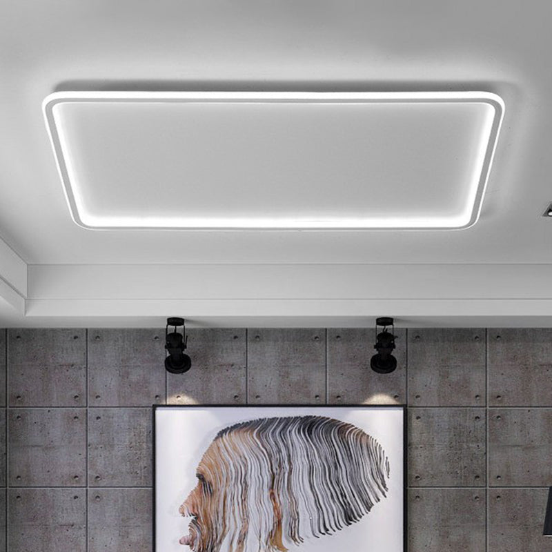 Modern LED Flush Mount Ceiling Light - Extra-Thin Aluminum Fixture in White