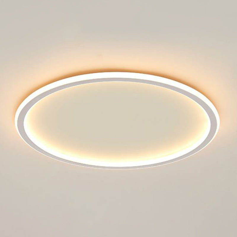 Modern LED Flush Mount Ceiling Light - Extra-Thin Aluminum Fixture in White