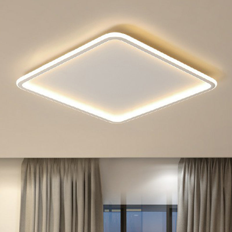 Modern LED Flush Mount Ceiling Light - Extra-Thin Aluminum Fixture in White