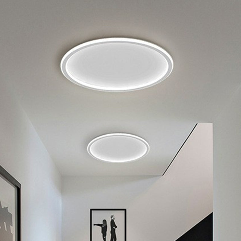 Modern LED Flush Mount Ceiling Light - Extra-Thin Aluminum Fixture in White