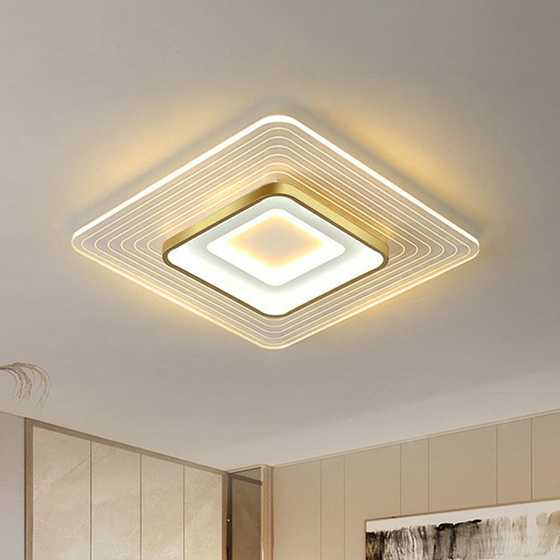 Golden Acrylic LED Flush Mount Light for Simplicity and Style in Living Room
