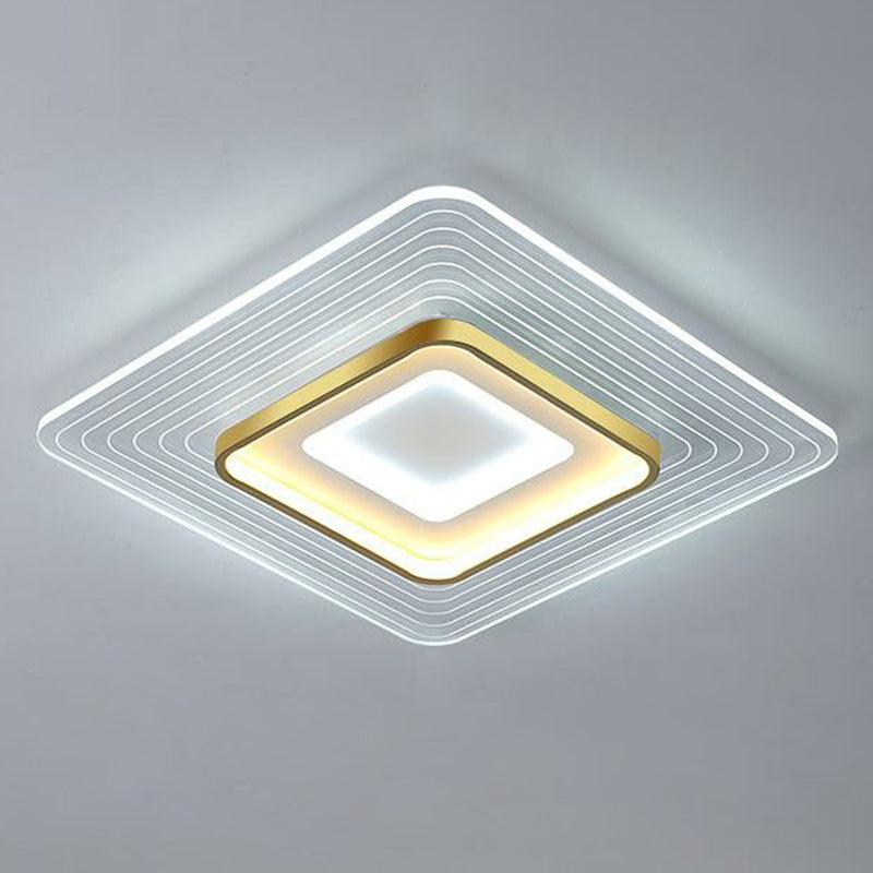 Golden Acrylic LED Flush Mount Light for Simplicity and Style in Living Room