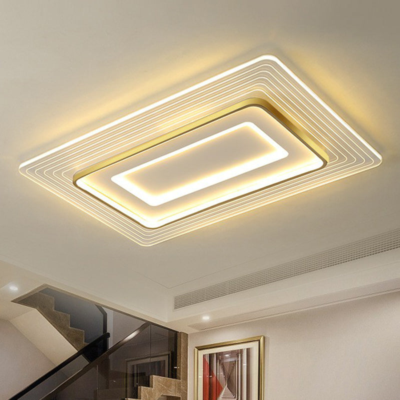 Golden Acrylic LED Flush Mount Light for Simplicity and Style in Living Room