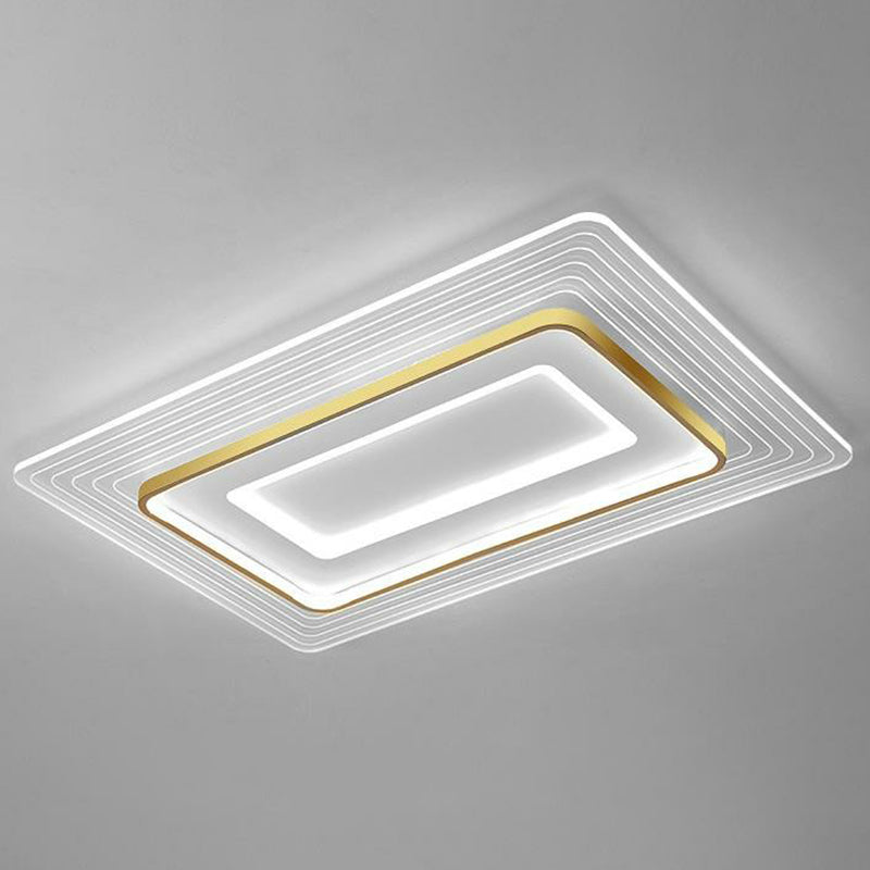Golden Acrylic LED Flush Mount Light for Simplicity and Style in Living Room