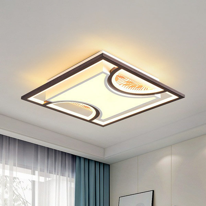 Geometric LED Flush Mount Ceiling Light in Coffee - Simplicity for Living Room