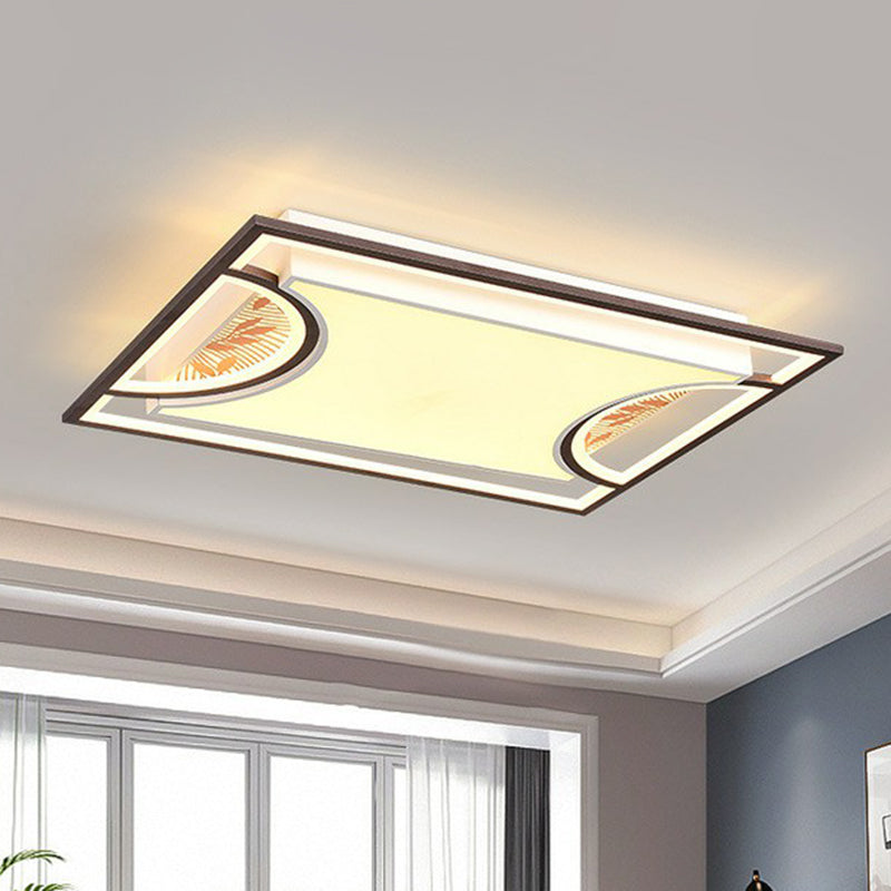 Geometric LED Flush Mount Ceiling Light in Coffee - Simplicity for Living Room