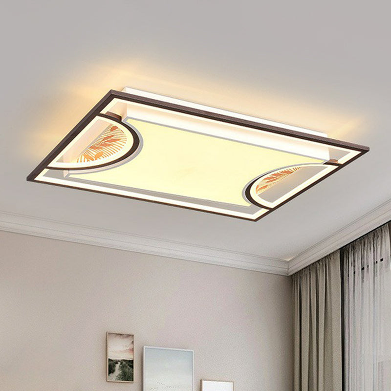 Geometric LED Flush Mount Ceiling Light in Coffee - Simplicity for Living Room