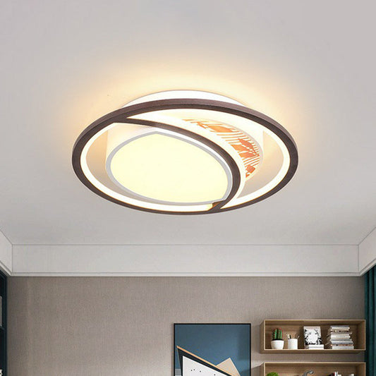 Geometric LED Flush Mount Ceiling Light in Coffee - Simplicity for Living Room